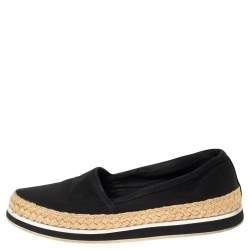 Pre Owned Prada Black Canvas Espadrille Sneakers Size 35.5