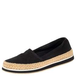 Pre Owned Prada Black Canvas Espadrille Sneakers Size 35.5