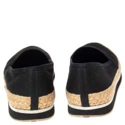 Pre Owned Prada Black Canvas Espadrille Sneakers Size 35.5