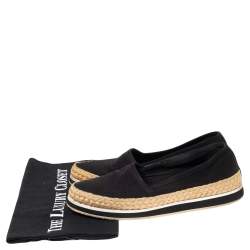 Pre Owned Prada Black Canvas Espadrille Sneakers Size 35.5