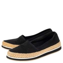 Pre Owned Prada Black Canvas Espadrille Sneakers Size 35.5