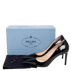 Pre Owned Prada Black Patent Leather Pointed Toe Pumps Size 39.5