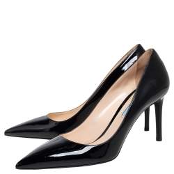 Pre Owned Prada Black Patent Leather Pointed Toe Pumps Size 39.5