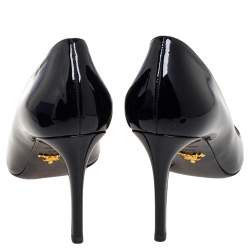 Pre Owned Prada Black Patent Leather Pointed Toe Pumps Size 39.5