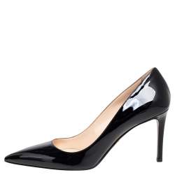 Pre Owned Prada Black Patent Leather Pointed Toe Pumps Size 39.5