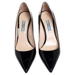 Pre Owned Prada Black Patent Leather Pointed Toe Pumps Size 39.5