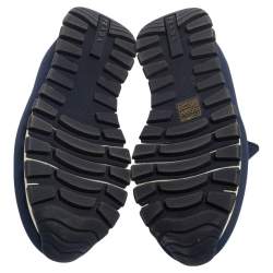 Pre Owned Prada Blue Nylon Catch Me If You Can Crystal Embellished Slip On Sneakers Size 39