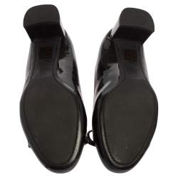 Pre Owned Prada Sport Black Patent Leather Bow Block Heel Pumps Size 36.5