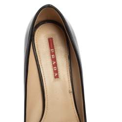 Pre Owned Prada Sport Black Patent Leather Bow Block Heel Pumps Size 36.5