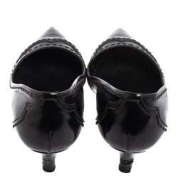 Pre Owned Prada Black Leather Kitten Heel Pointed Toe Pumps Size 36.5