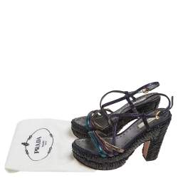 Pre Owned Prada Metallic Multicolor Leather Strappy Platform Sandals Size 36.5