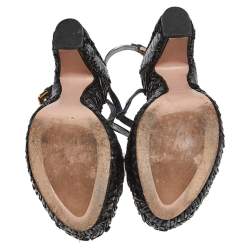 Pre Owned Prada Metallic Multicolor Leather Strappy Platform Sandals Size 36.5