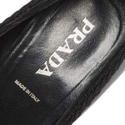 Pre Owned Prada Black Leather Bow Pointed Toe Pumps Size 39