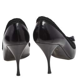 Pre Owned Prada Black Leather Bow Pointed Toe Pumps Size 39
