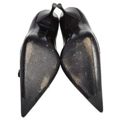 Pre Owned Prada Black Leather Bow Pointed Toe Pumps Size 39