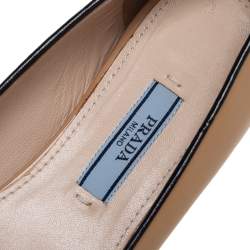 Pre Owned Prada Beige Patent Leather Smoking Flats Size 35