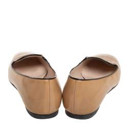 Pre Owned Prada Beige Patent Leather Smoking Flats Size 35