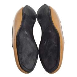 Pre Owned Prada Beige Patent Leather Smoking Flats Size 35