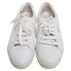 Pre Owned Prada White Quilted Leather Low Top Sneakers Size 36.5