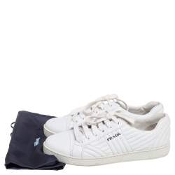 Pre Owned Prada White Quilted Leather Low Top Sneakers Size 36.5