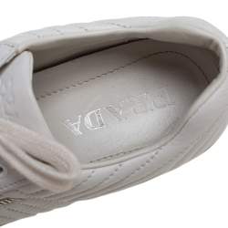 Pre Owned Prada White Quilted Leather Low Top Sneakers Size 36.5