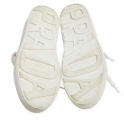 Pre Owned Prada White Quilted Leather Low Top Sneakers Size 36.5
