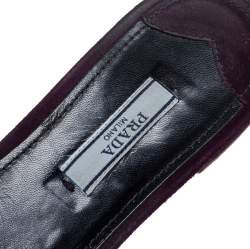 Pre Owned Prada Purple Suede Crystal Embellished Flats Size 38