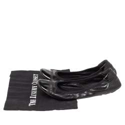 Pre Owned Prada Sport Black Patent Leather Cap Toe Ballet Flats Size 38.5