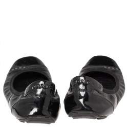 Pre Owned Prada Sport Black Patent Leather Cap Toe Ballet Flats Size 38.5