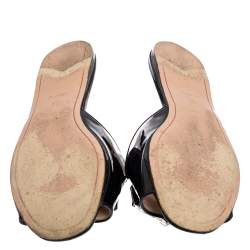 Pre Owned Prada Black Patent Leather Crystal Embellished Flats Size 39