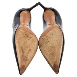 Pre Owned Prada Black Safffiano Patent Leather Classic Pointed Toe Pumps Size 38.5