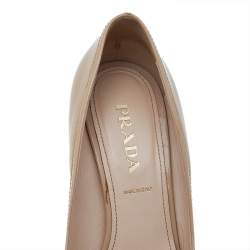 Pre Owned Prada Beige Patent Leather Bow Pumps Size 37.5