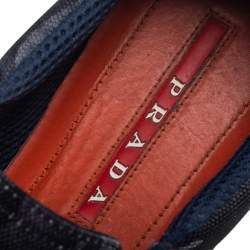 Pre Owned Prada Multicolor Camouflage Printed Suede and Fabric Slip On Sneakers Size 38.5