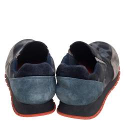 Pre Owned Prada Multicolor Camouflage Printed Suede and Fabric Slip On Sneakers Size 38.5