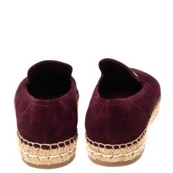 Pre Owned Prada Burgundy Suede Espadrille Flats Size 37.5
