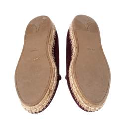 Pre Owned Prada Burgundy Suede Espadrille Flats Size 37.5
