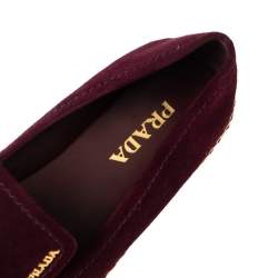 Pre Owned Prada Burgundy Suede Espadrille Flats Size 37.5