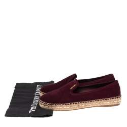 Pre Owned Prada Burgundy Suede Espadrille Flats Size 37.5