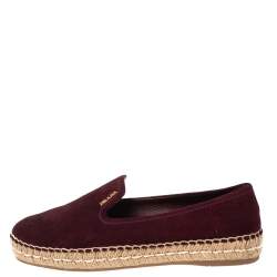 Pre Owned Prada Burgundy Suede Espadrille Flats Size 37.5