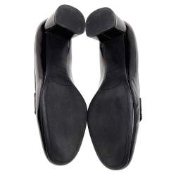 Pre Owned Prada Black Patent Leather Block Heel Loafer Pumps Size 40