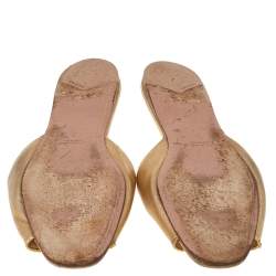 Pre Owned Prada Gold Saffiano Leather Flat Slides Size 41