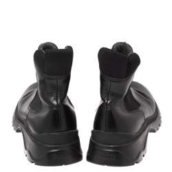 Pre Owned Prada Black Leather and Elastic Ankle Boots Size 37.5
