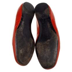 Pre Owned Prada Orange Patent Leather Smoking Slipper Size 39