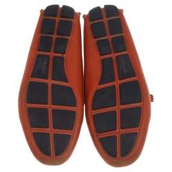 Prada Orange Leather Bow Slip On Loafers Size 35.5