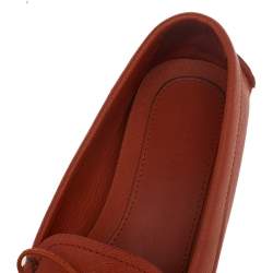 Prada Orange Leather Bow Slip On Loafers Size 35.5