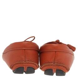 Prada Orange Leather Bow Slip On Loafers Size 35.5