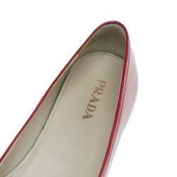 Pre Owned Prada Red Patent Leather Bow Ballet Flat Size 39