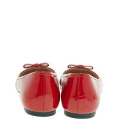 Pre Owned Prada Red Patent Leather Bow Ballet Flat Size 39