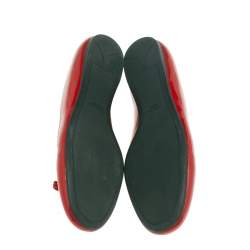 Pre Owned Prada Red Patent Leather Bow Ballet Flat Size 39