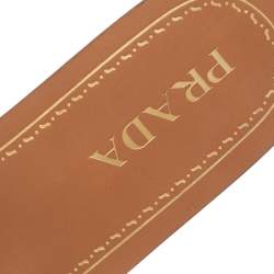 Pre Owned Prada Metallic Gold Leather Studded Flat Slide Size 38.5